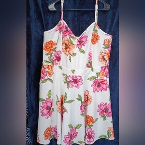 Curvy Sense Floral Slip Dress - Pink & Orange Flowers